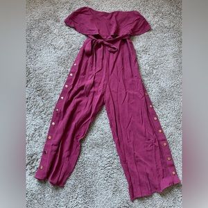 Lulu’s Maroon Strapless Jumpsuit